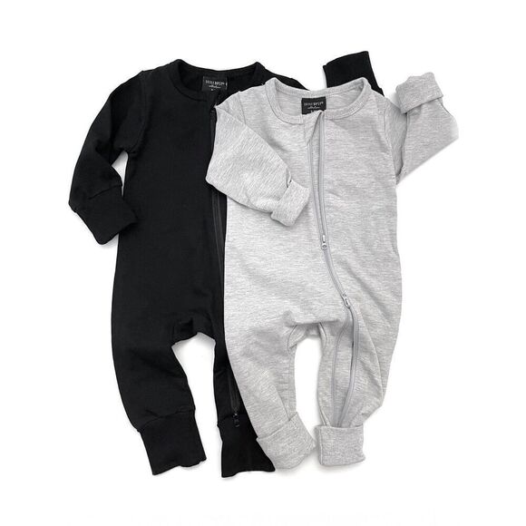 NWT Little Bipsy Unisex 2-WAY ZIP ROMPER - BLACK 18-24M - Picture 4 of 5